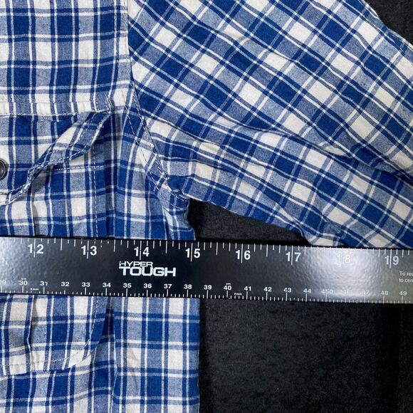 C.C Filson Mens Shirt Blue White Plaid Long Sleeve Button Down 100% Cotton XS - Picture 8 of 13